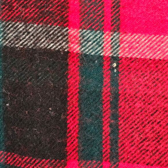 Vintage Troy Leisure Blanket lap robe throw black red green white 51x57 fringed - Picture 10 of 10